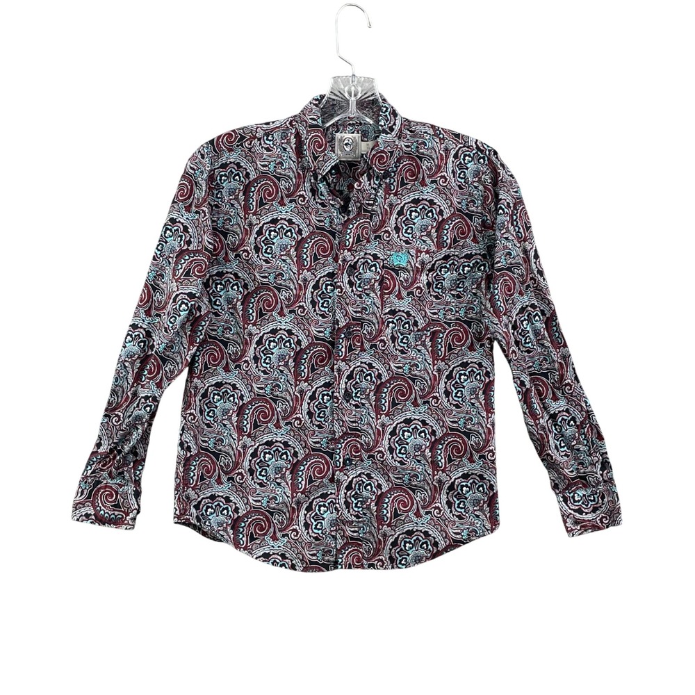 Cinch Button Down Shirt Kids M 10 Multi Paisley Western Long Sleeve Rodeo Ranch